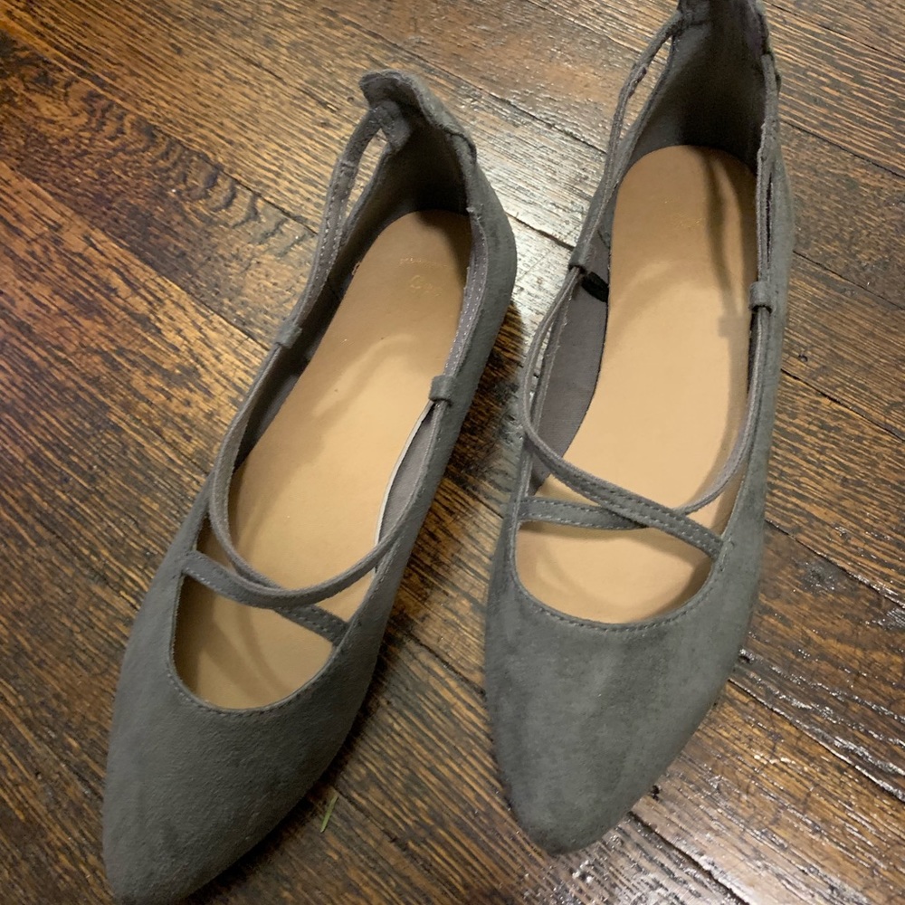 Strappy ballet flats dark grey
